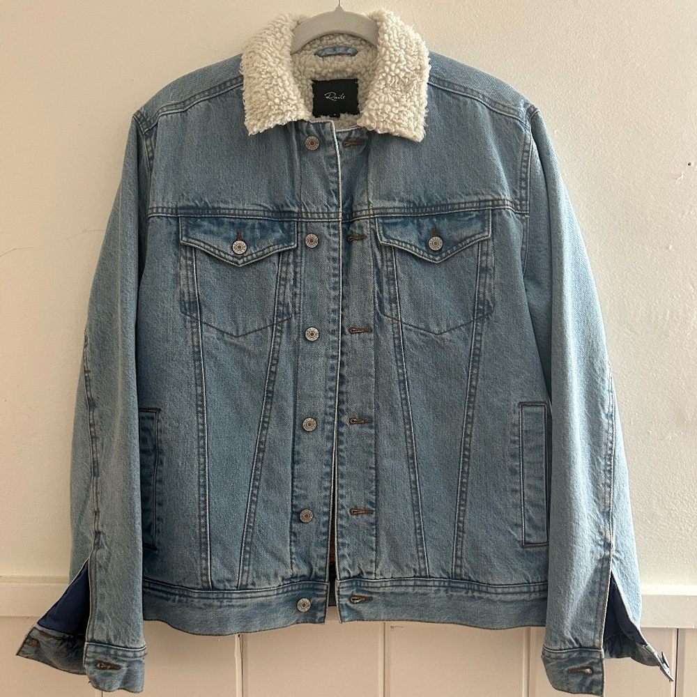 RAILS Mckinley Jacket, Denim with Sherpa Collar, Size S